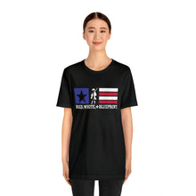 Load image into Gallery viewer, Red White &amp; Blueprint Black Militia Logo Tee
